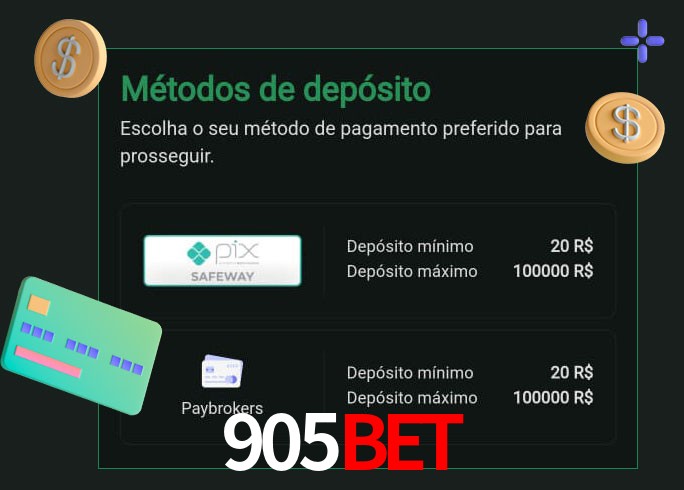 O cassino 905bet oferece uma grande variedade de métodos de pagamento